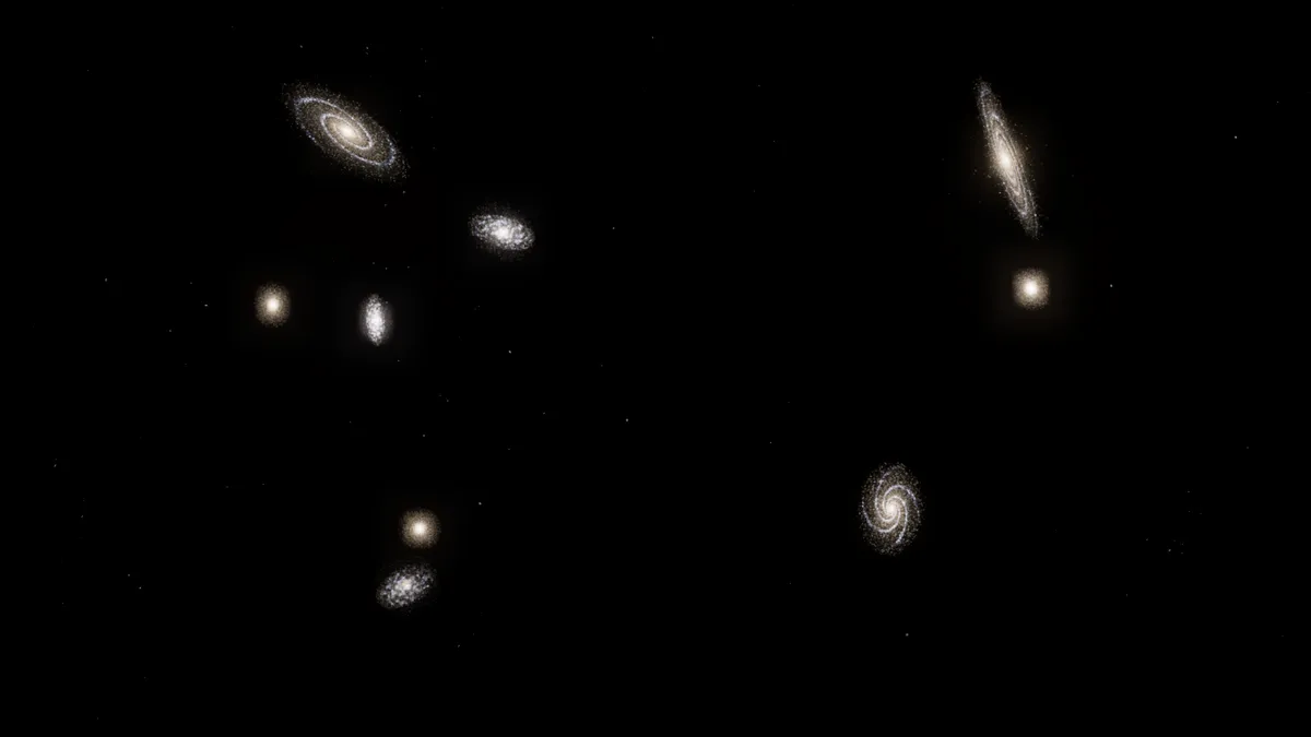 Les galaxies de l’univers d’Azria, comme la Galaxie 3D du jeu les montre.